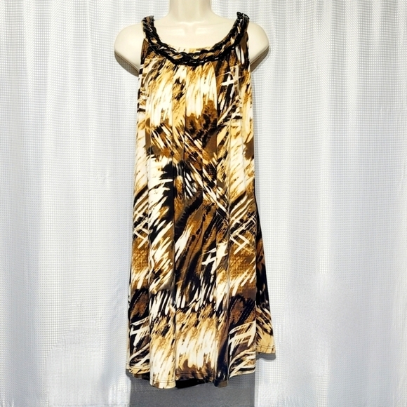 Kathy Roberts Splash of Brown Midi Dress (18) - Picture 1 of 11